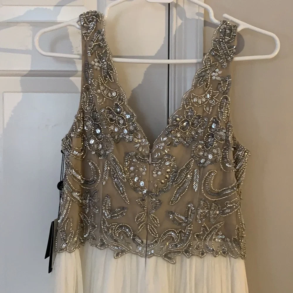 NWT Adrianna Papell ivory beaded long dress - Picture 6 of 7